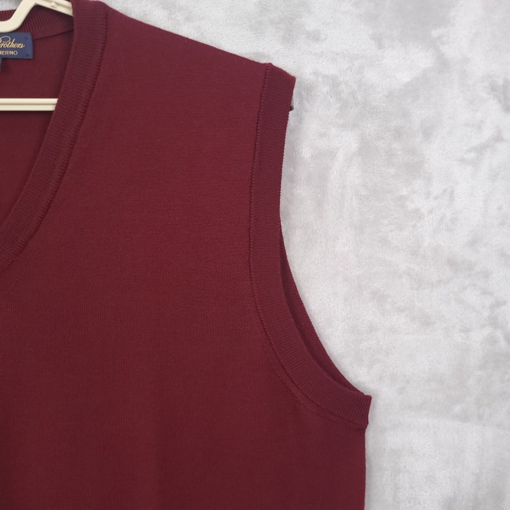 Brooks Brothers Italian Merino Wool Sweater Vest Men XL V-Neck Academia Teacher - Picture 9 of 12
